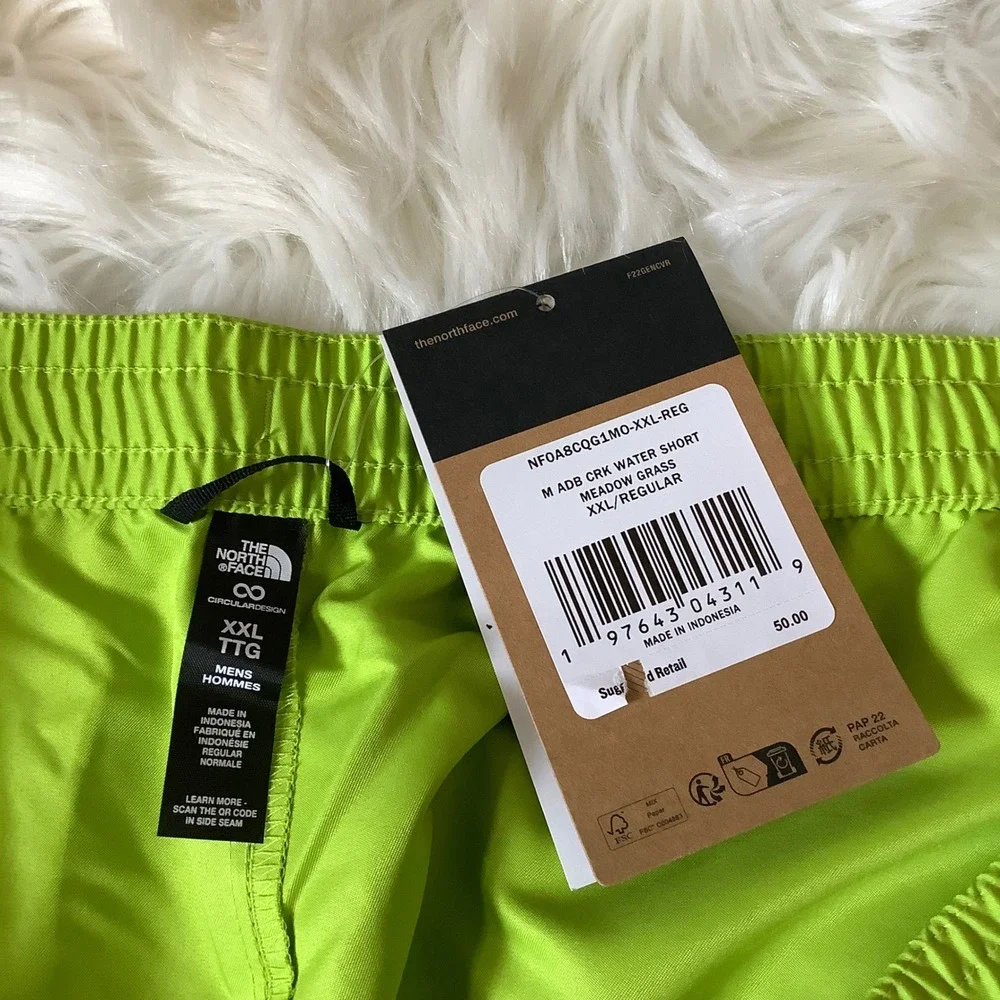 The North Face Mens ADB Class V Water Shorts Meadow Grass Green‎ XXL NF0A8CQG1MO